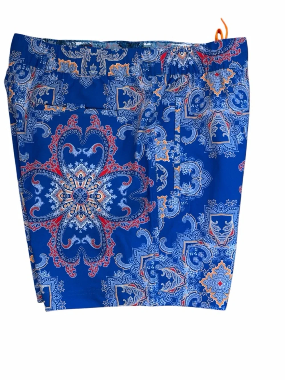 NWT 2XL Robert Graham Blue Paisley Swim Trunks with Orange Drawstring